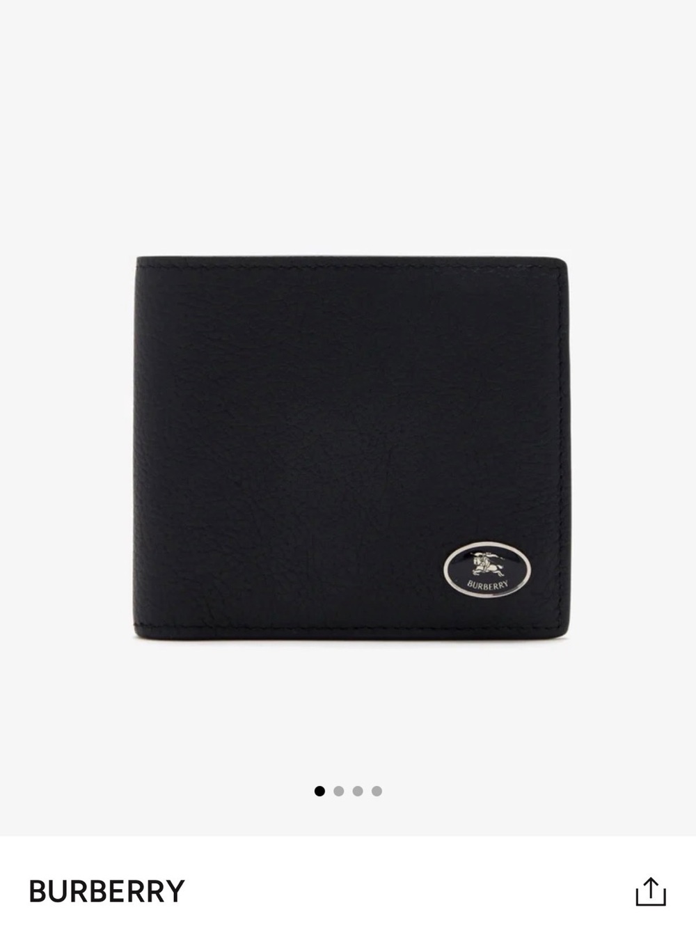 Burberry Black Leather Wallet with Silver Logo Plaque